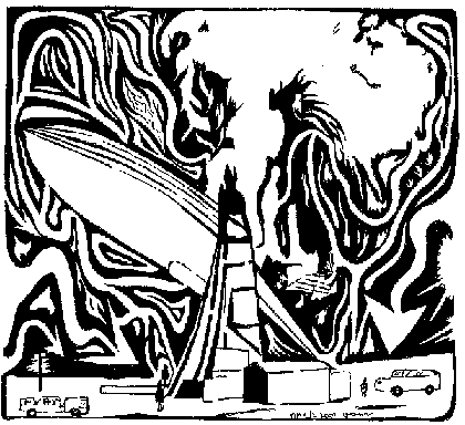 maze of the hindenburg burning illustration
