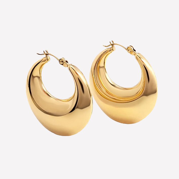 Bonheur Jewelry gold puffy hoop earrings