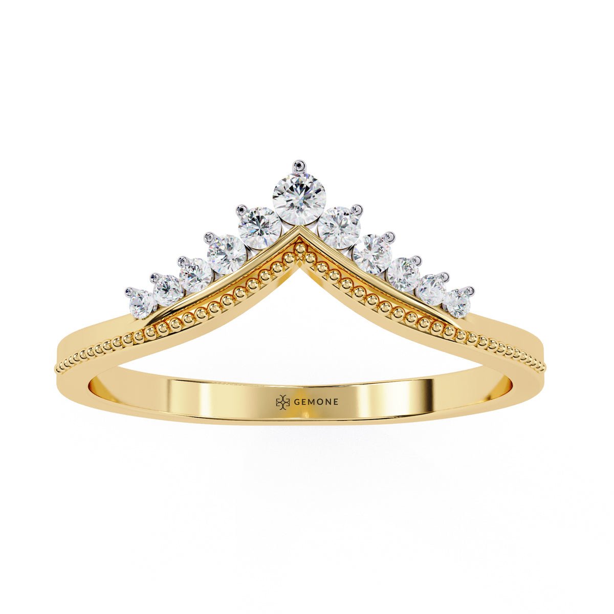Gemone Diamond curved diamond wedding band