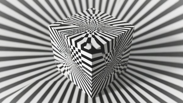 Team of Monkeys art print, black and white optical illusion cube