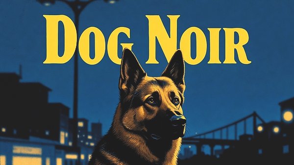 Team of Monkeys art print, dog noir night scene